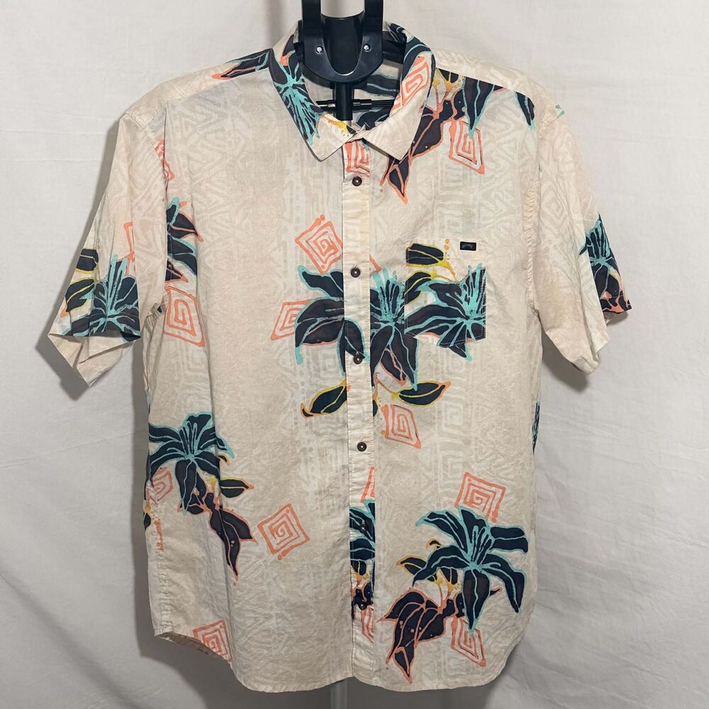 Billabong Sundays Mens XL Floral Hawaiian Shirt Short Sleeve Button Down Cotton